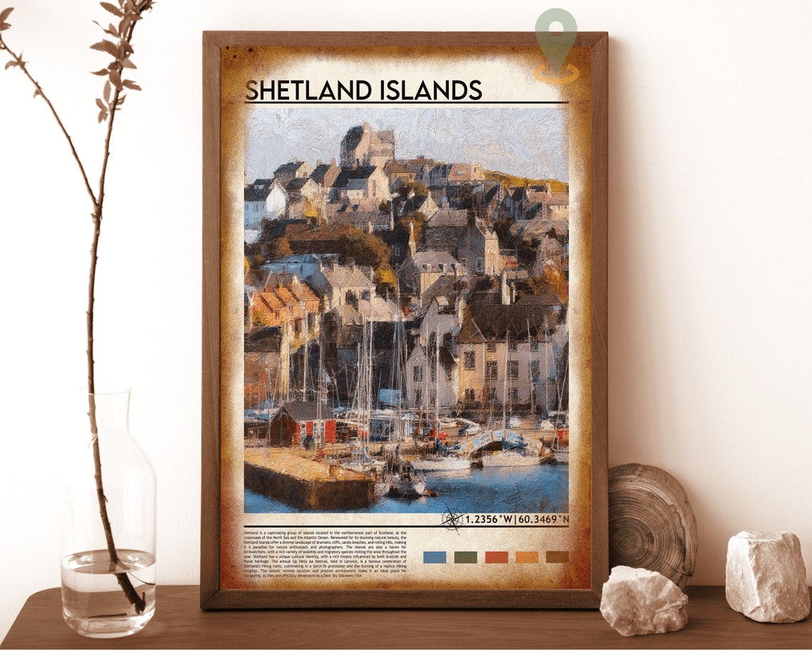Shetland Islands Scotland Lerwick Harbor Sailboat Art Poster - Image 6