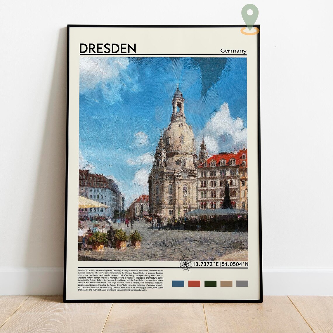 Dresden Germany Frauenkirche Baroque Dome City Square Travel Poster - Image 2