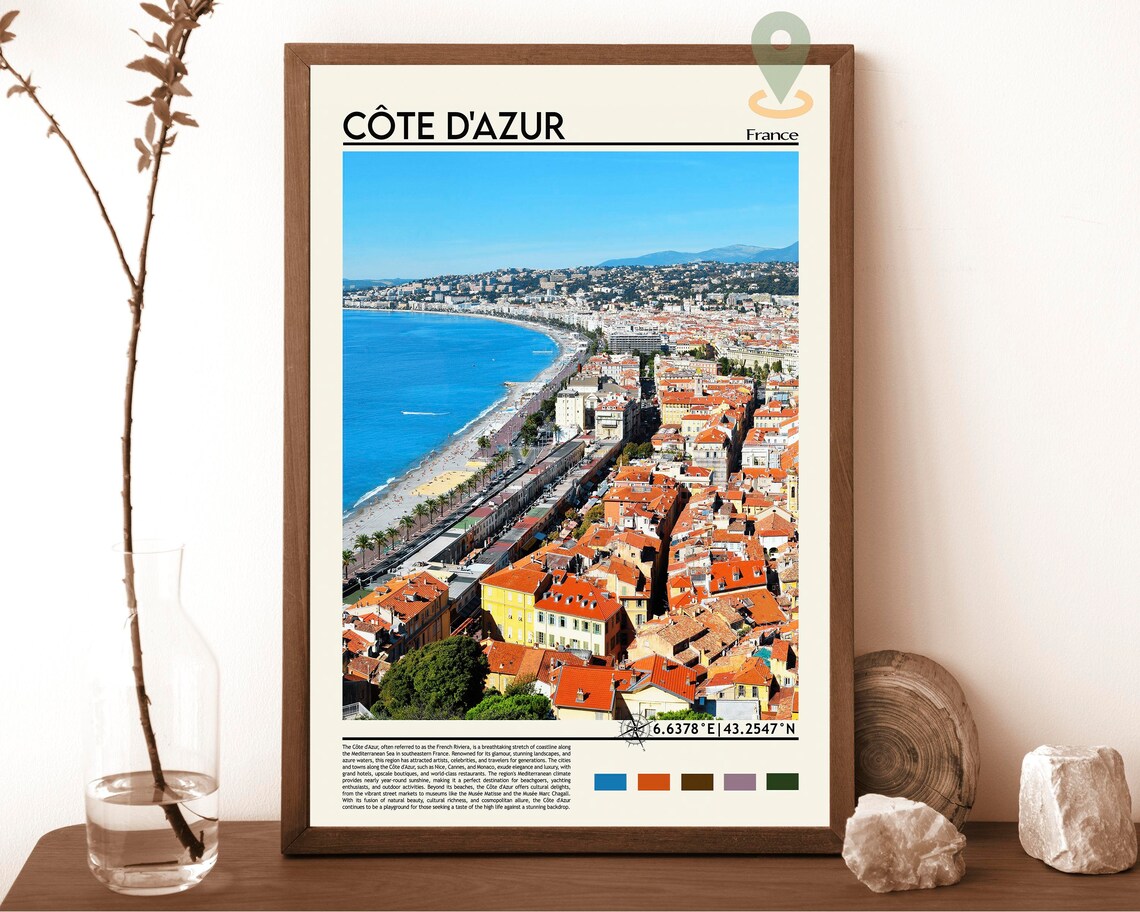 Côte d'Azur France Riviera Promenade Red Roofs Aerial Photo Poster