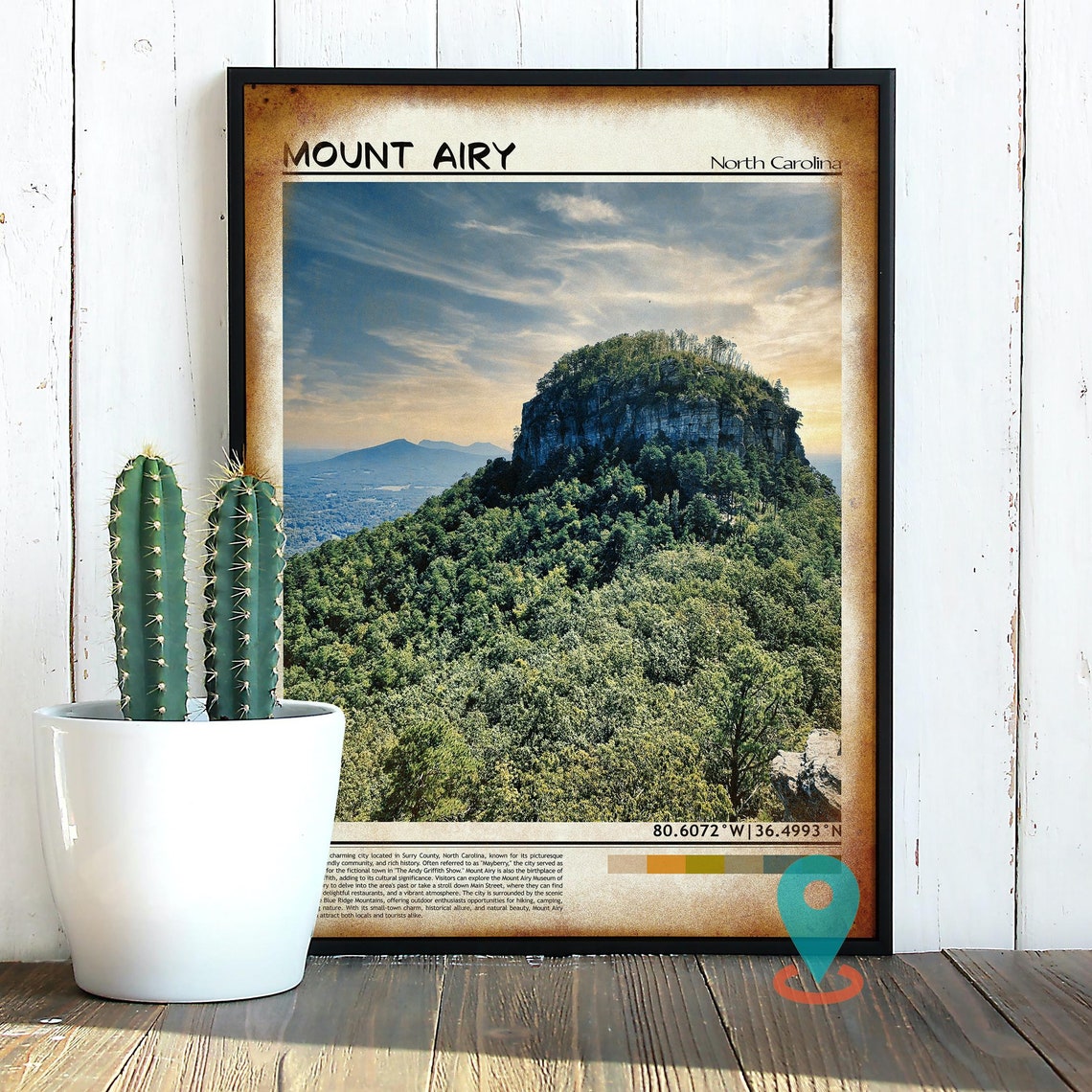 Mount Airy North Carolina Forest Mountain Rock Knob View Poster - Image 3