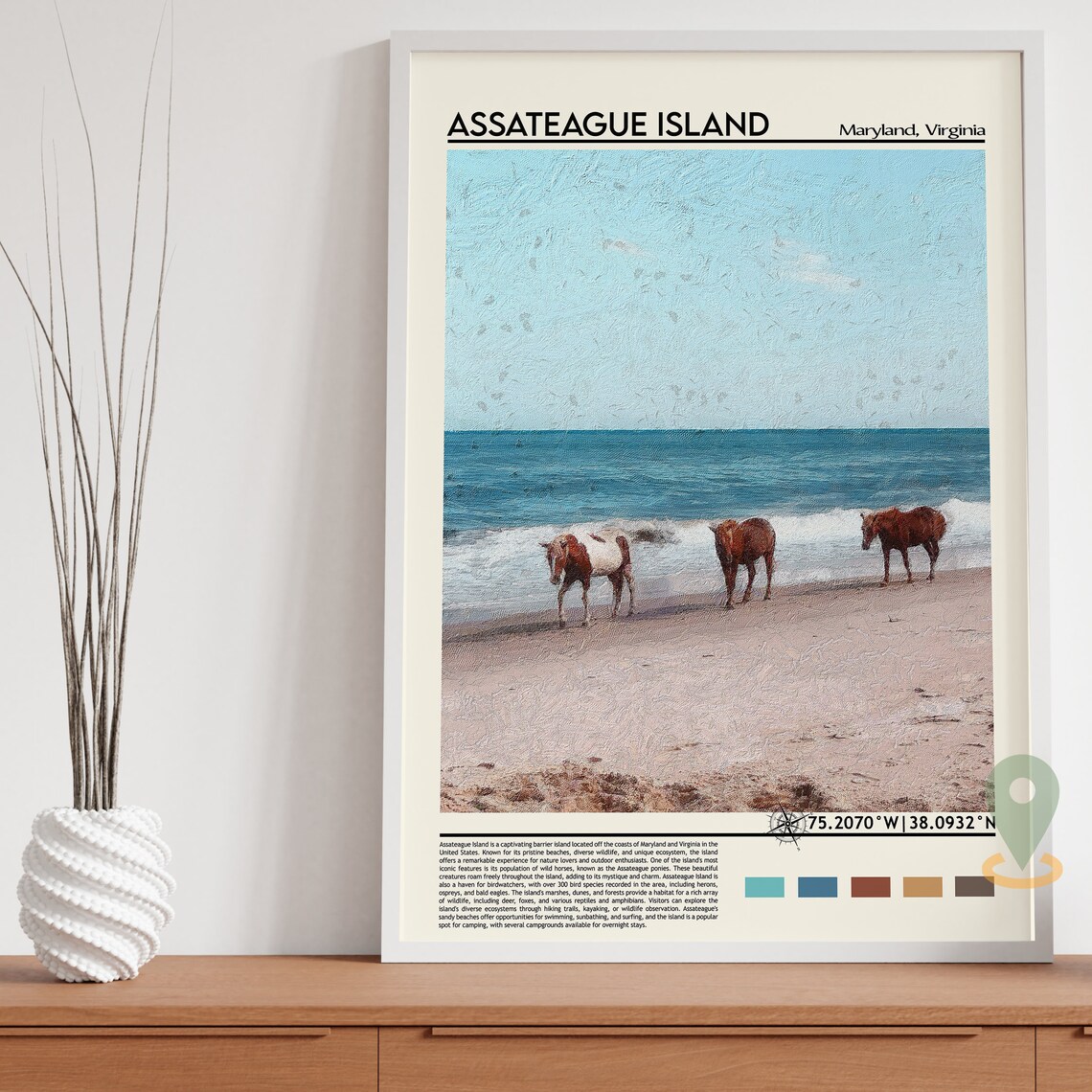 Assateague Island Maryland Virginia Wild Horses Beach Poster - Image 5