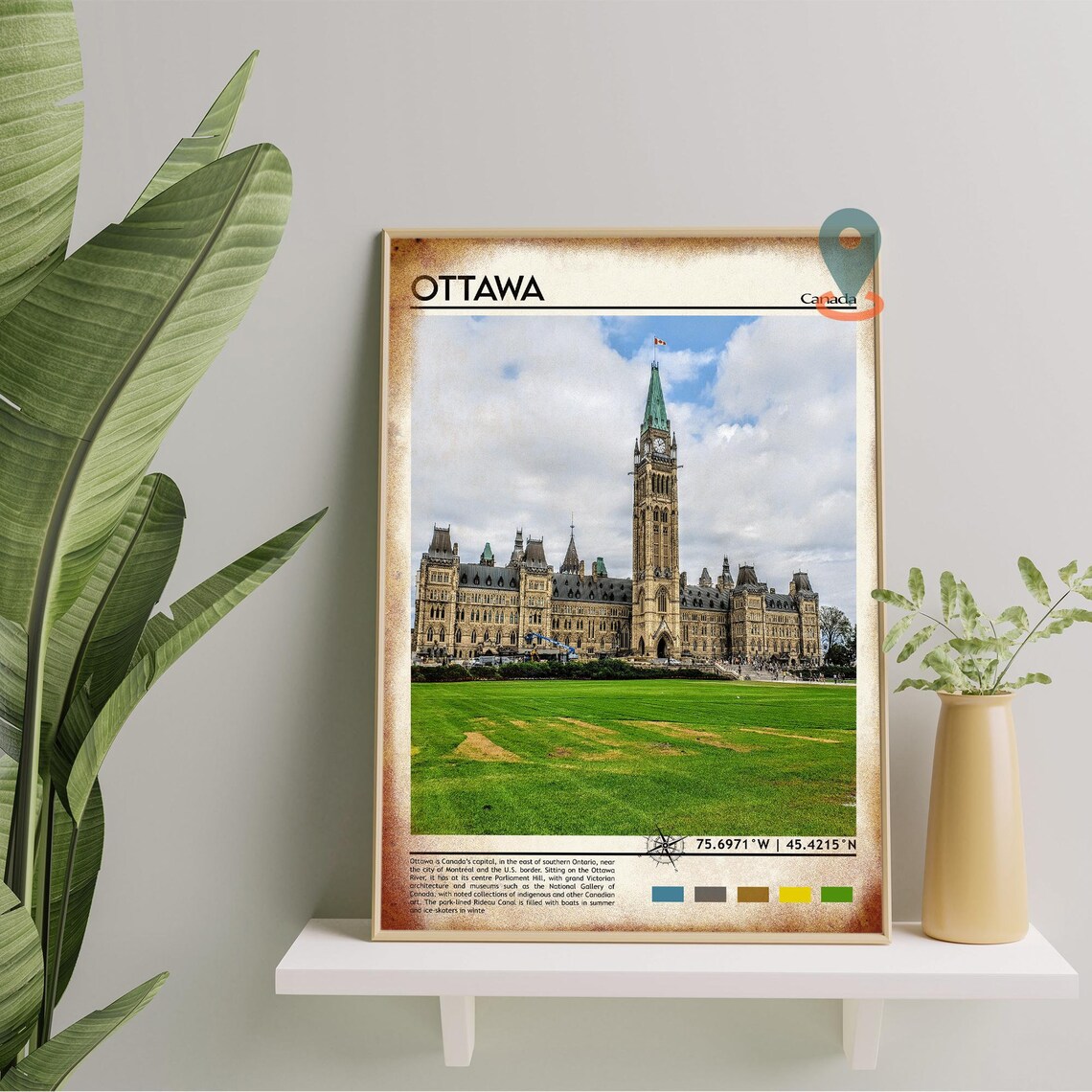 Ottawa Canada Parliament Hill Photo Historic Travel Wall Art - Image 2