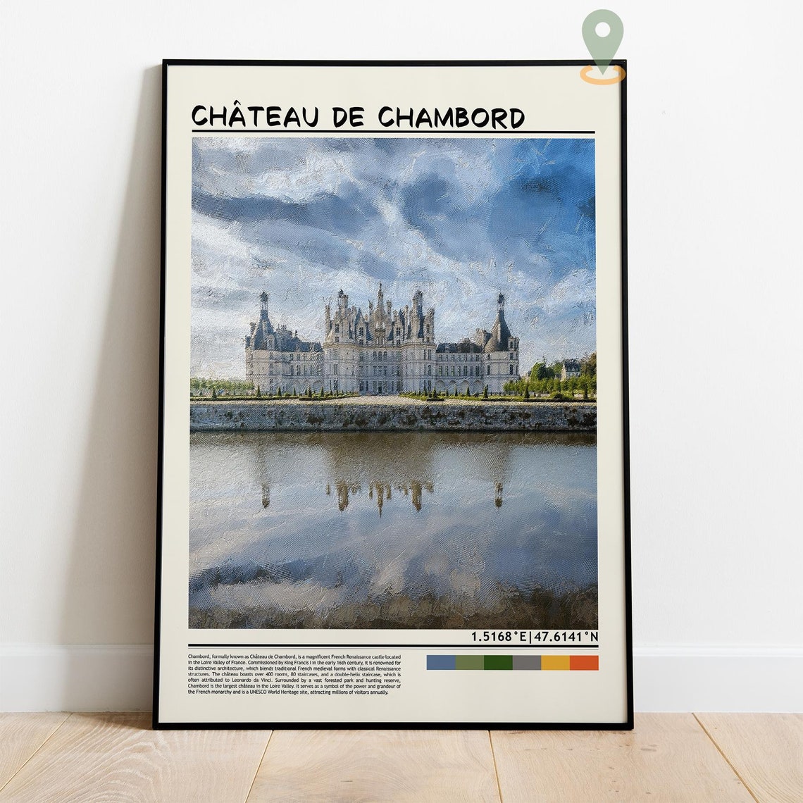 Chateau de Chambord France Renaissance Castle Reflection Photo Poster - Image 4