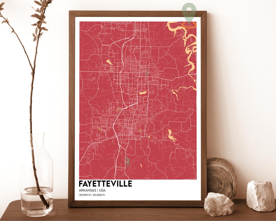 Fayetteville Map Fayetteville Map Print Fayetteville Personalized Map Fayetteville Wall Art Fayetteville City Map Fayetteville Arkansas