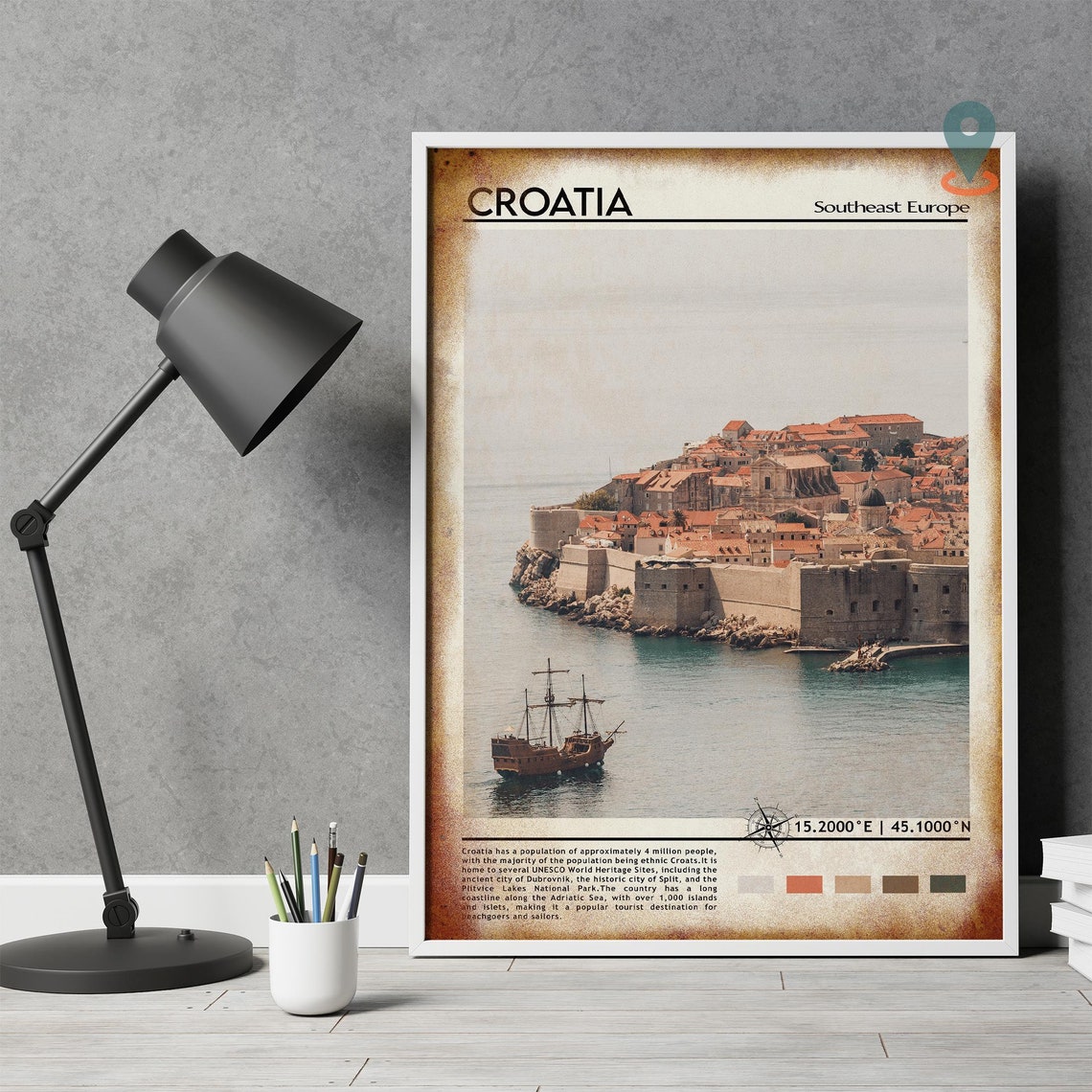 Croatia Print Croatia Art Croatia Poster Croatia Photo Croatia Poster Print Croatia Painting Zagreb Travel Poster Vintage Poster - Image 4