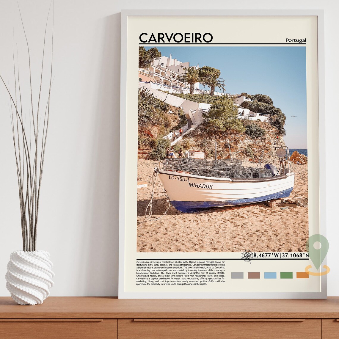 Carvoeiro Portugal Fishing Boat Beach Photo Algarve Travel Wall Art - Image 5