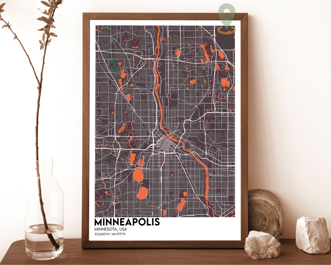 Minneapolis Minnesota Navy Gold City Street Map Modern Travel Poster - Image 5