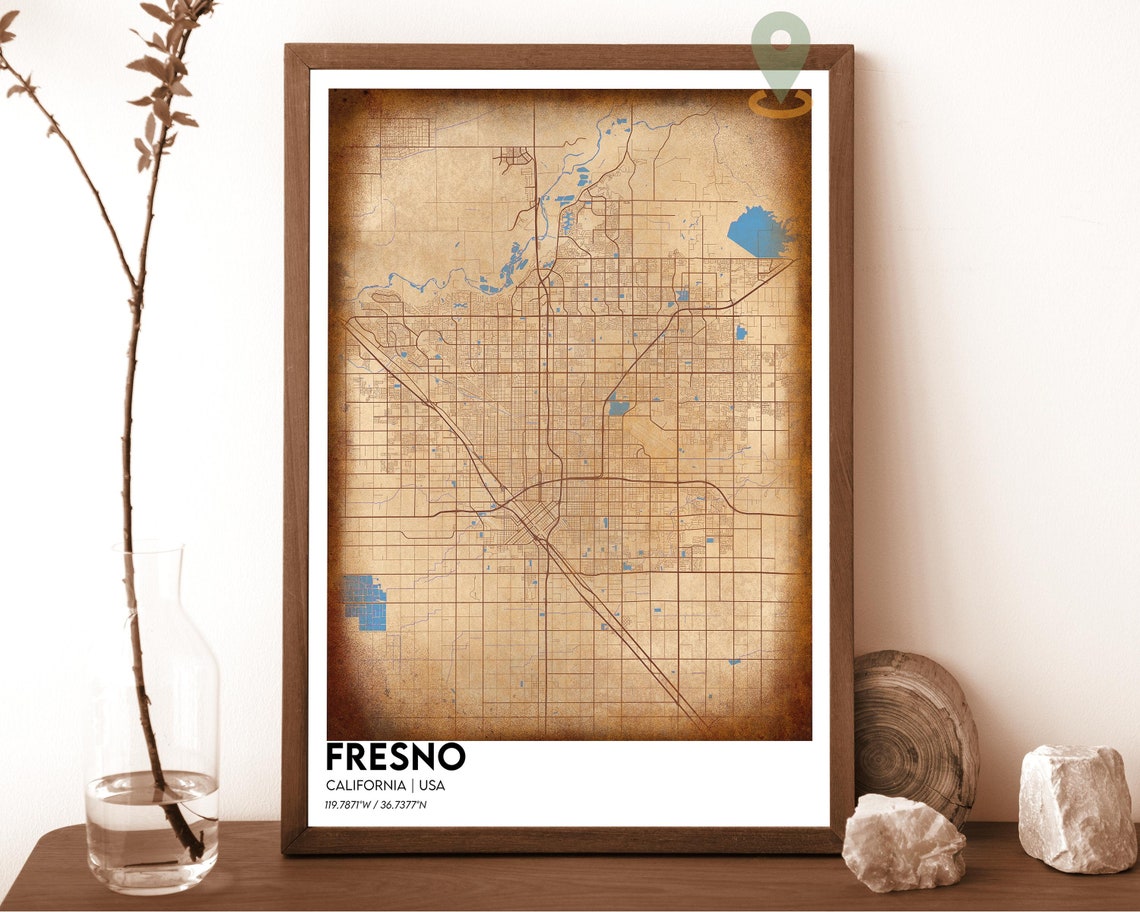 Fresno Map Fresno Map Print Fresno Personalized Map Fresno Wall Art Fresno Travel Poster Fresno Poster Fresno California Poster - Image 6