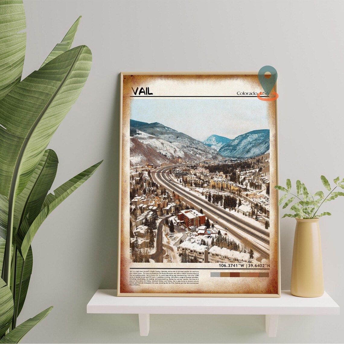 Vail Colorado Ski Resort Snowy Winter Valley Aerial View Poster - Image 5