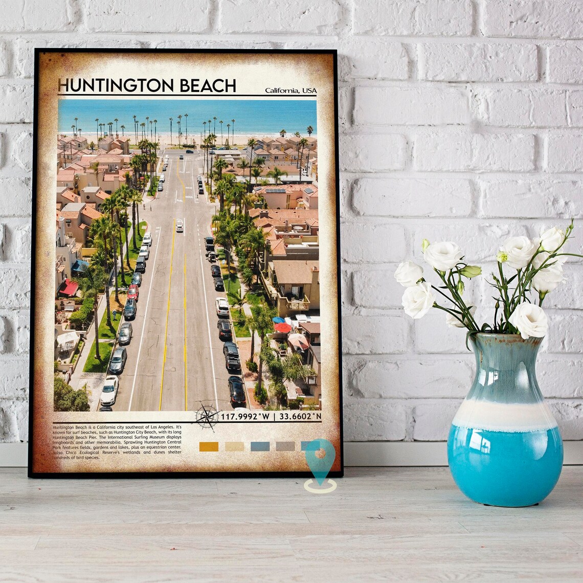 Huntington Beach California USA Surf City Aerial Street Poster - Image 4