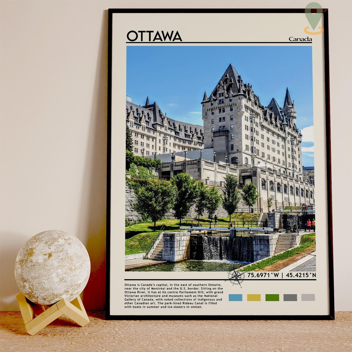 Ottawa Canada Chateau Laurier Rideau Canal Locks City Travel Print - Image 3