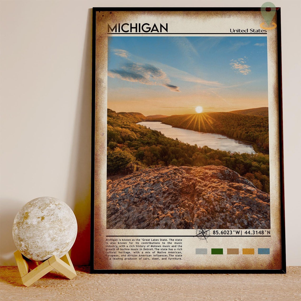 Michigan Print Michigan Art Michigan Poster Michigan Photo Michigan Poster Print Michigan Painting Michigan Travel Poster Lansing - Image 2