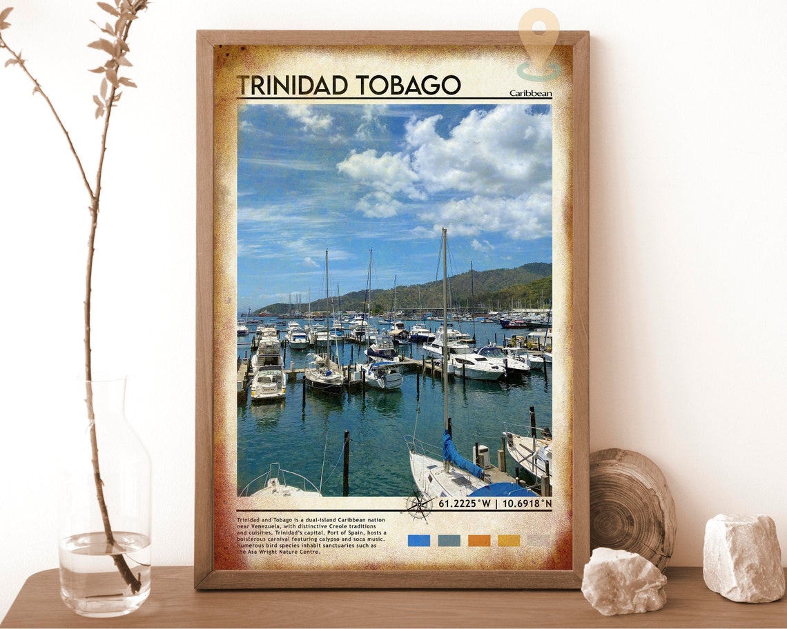 Trinidad And Tobago Print Vintage Poster Trinidad And Tobago Wall Art Trinidad And Tobago Poster Trinidad And Tobago Photo - Image 6