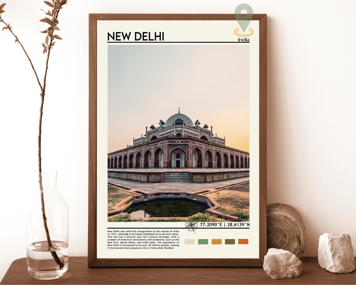 New Delhi India Grand Domed Monument Mughal Architecture Sunset Poster