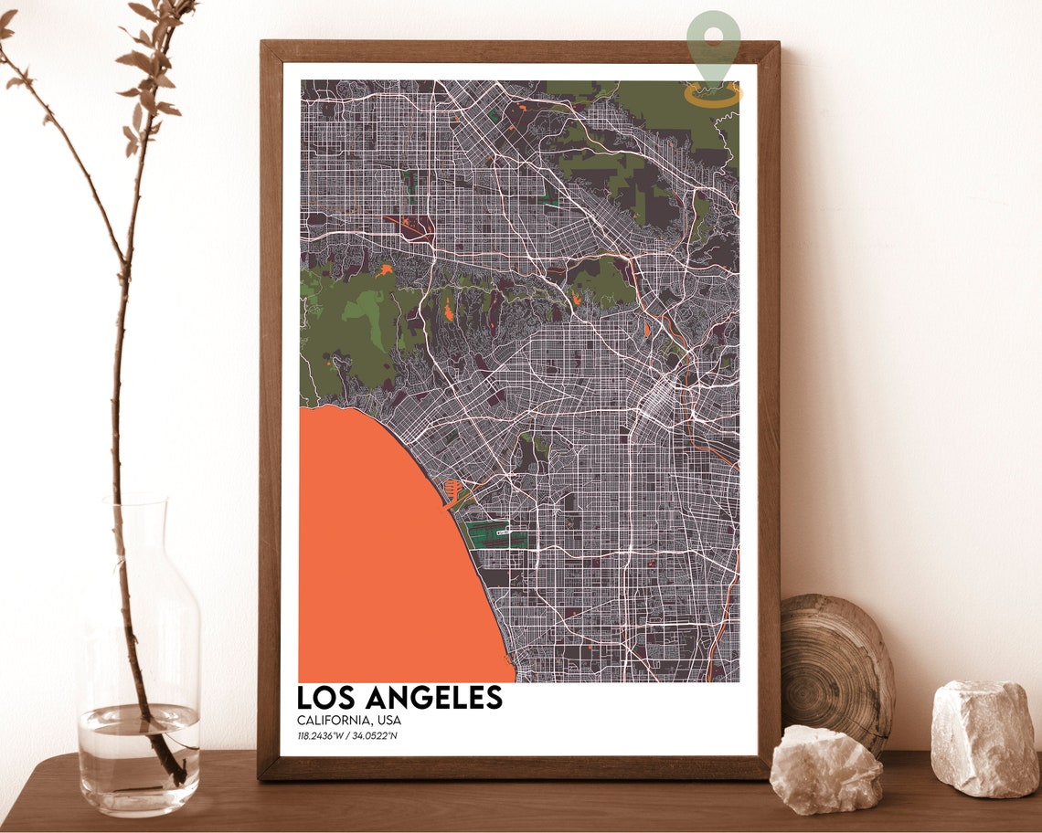 Los Angeles Map Los Angeles Map Print Los Angeles City Map Los Angeles Wall Art Los Angeles Travel Poster Los Angeles California Print - Image 5