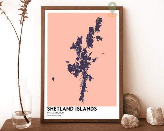 Shetland Islands Scotland UK Modern Minimalist Map Art Poster