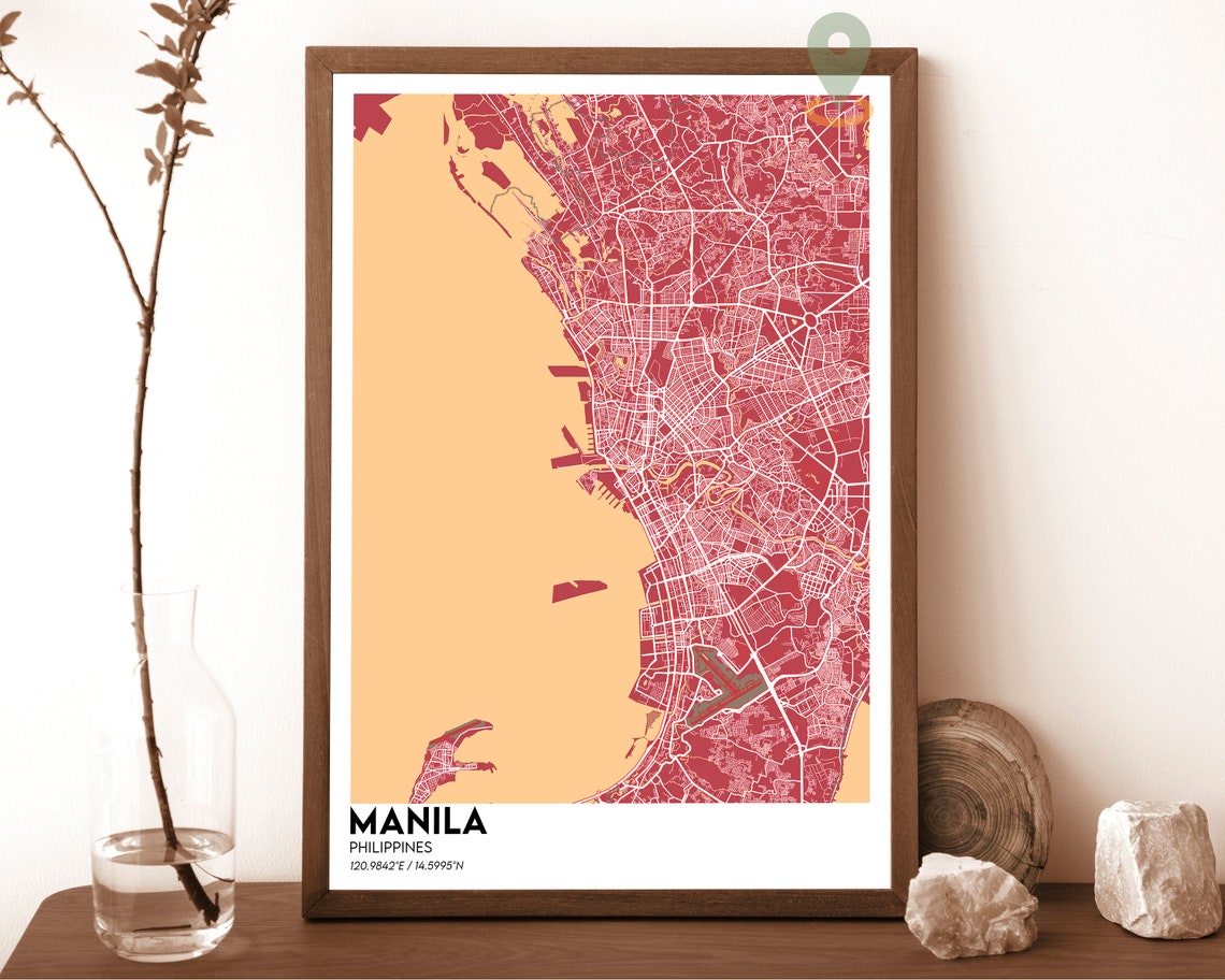 Manila Philippines City Street Map Cyan Bold Modern Art Poster - Image 5