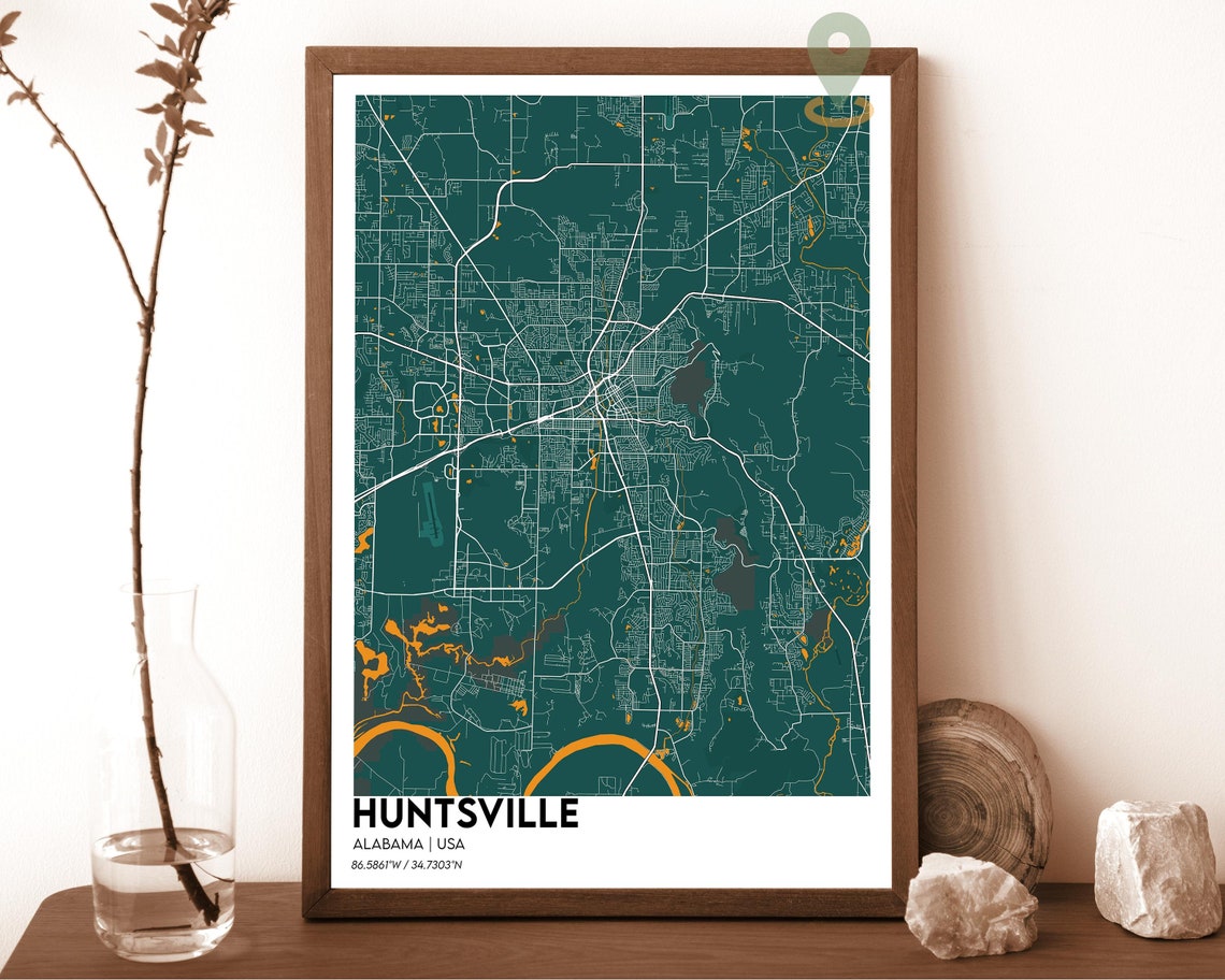Huntsville Map Huntsville Map Print Huntsville Personalized Map Huntsville Wall Art Huntsville Travel Poster Huntsville Alabama Poster - Image 4