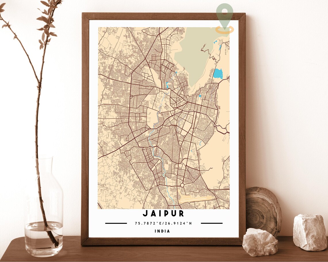 Jaipur India Teal City Street Map Coordinates Travel Decor Poster - Image 6