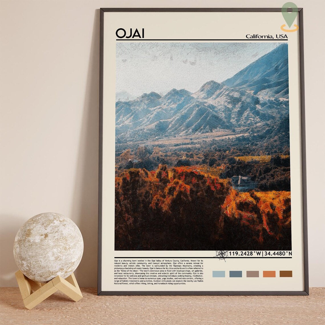 Ojai California Autumn Valley Mountains Scenic Travel Poster - Image 3