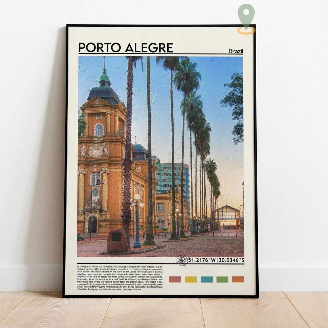 Porto Alegre Brazil Royal Palm Avenue Riverfront Scene Poster - Image 2