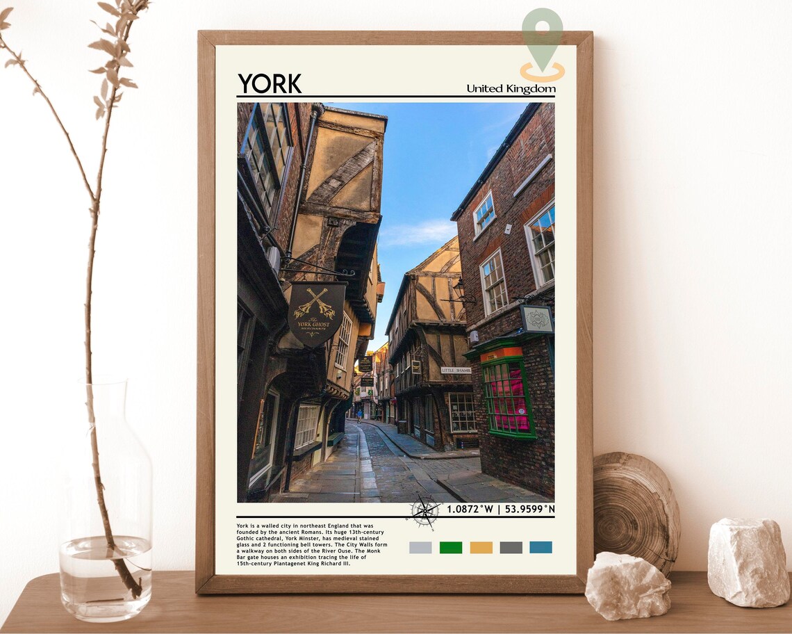 York England Medieval Shambles Street United Kingdom Travel Poster