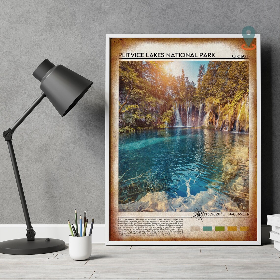 Plitvice Lakes Croatia Turquoise Waterfalls Forest Travel Poster - Image 4
