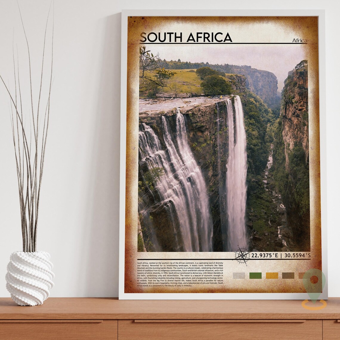 South Africa Waterfall Canyon Dramatic Landscape Travel Poster - Image 3