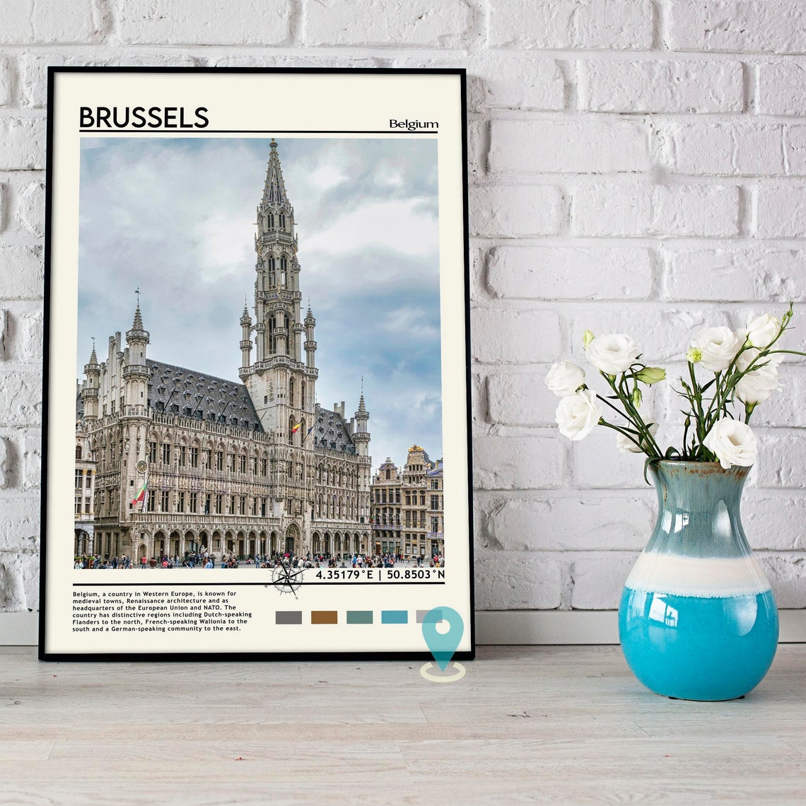 Brussels Belgium Grand Place Gothic Town Hall Landmark Poster - Image 4