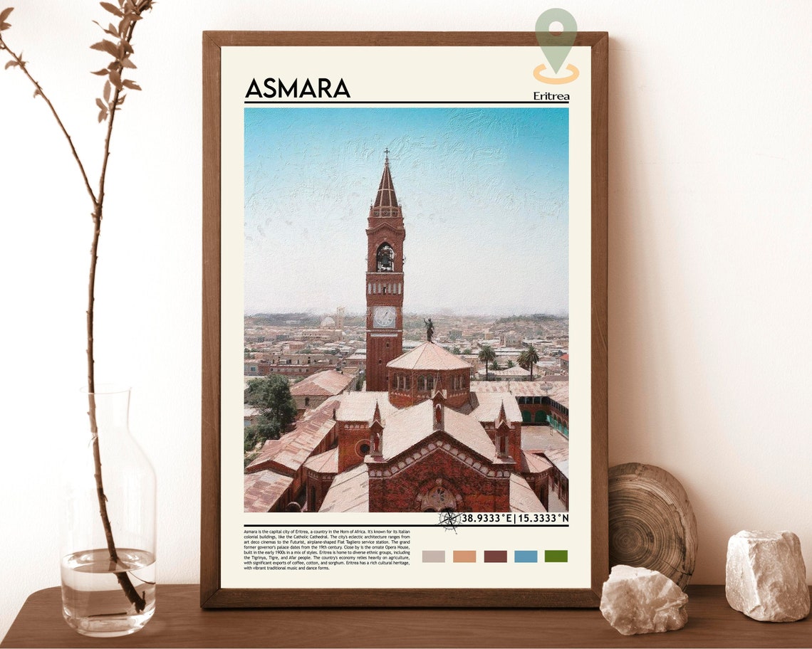 Asmara Eritrea Cathedral Bell Tower Historic City View Poster