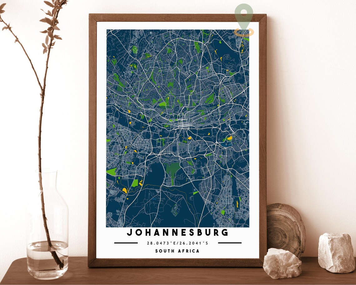 Johannesburg South Africa City Street Map Poster Wall Decor Art - Image 6