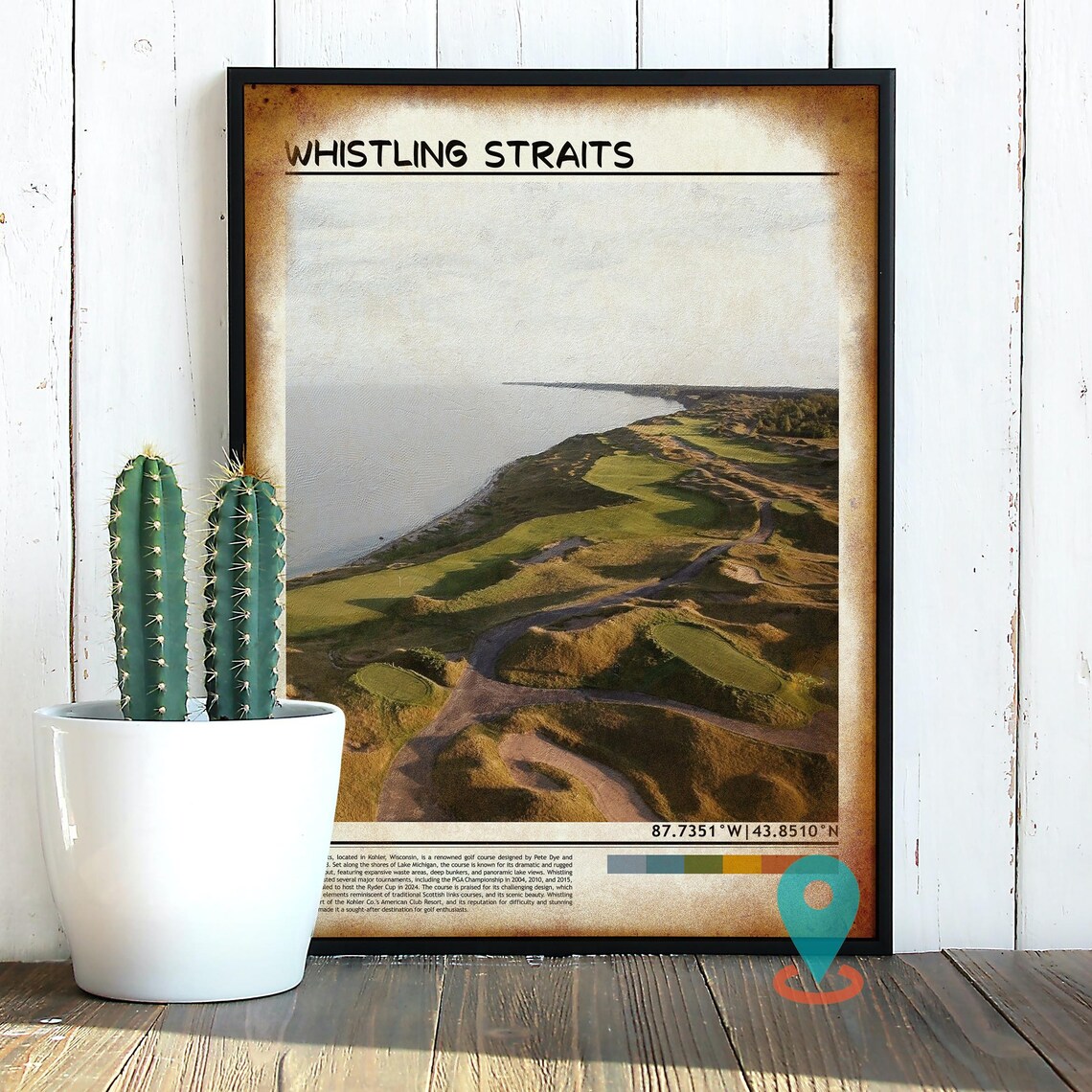 Whistling Straits Wisconsin Championship Golf Course Aerial Poster - Image 2