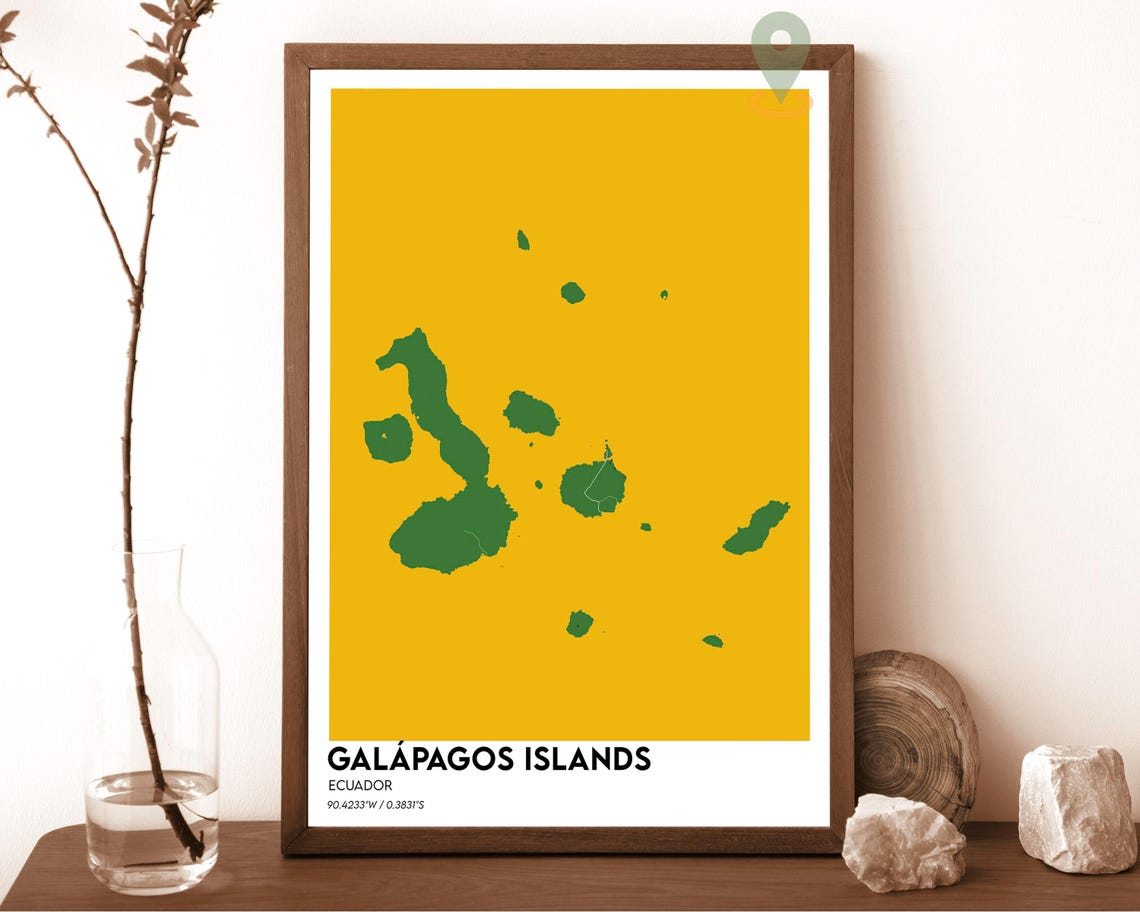 Galapagos Islands Ecuador Minimalist Archipelago Map Art Orange Poster - Image 4