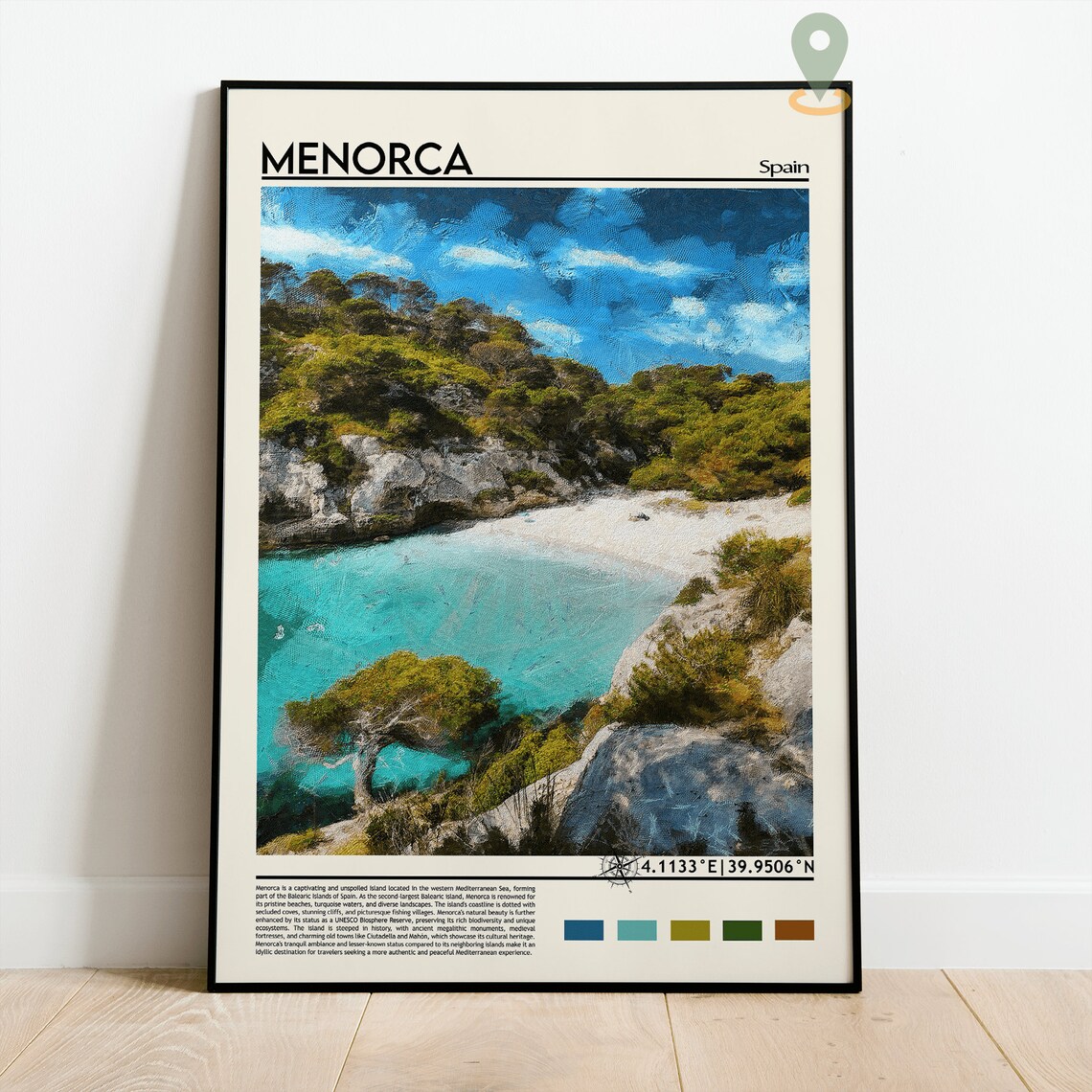 Menorca Spain Balearic Turquoise Cove Beach Island Travel Poster - Image 3
