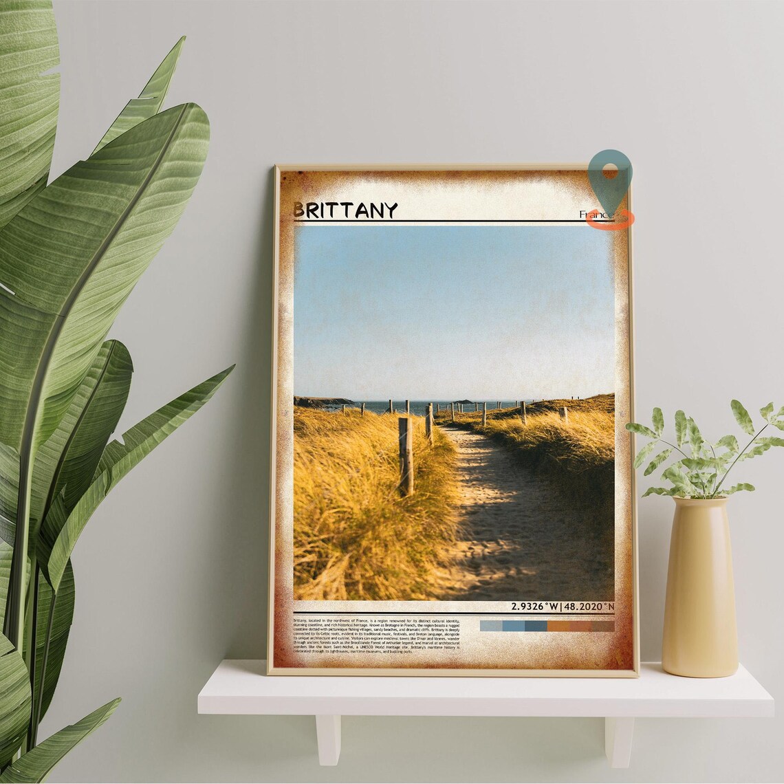 Brittany France Golden Dune Path to the Sea Coastal Photo Poster - Image 5