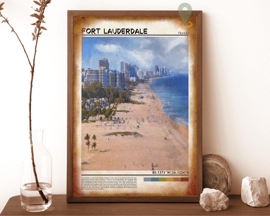 Fort Lauderdale Print Fort Lauderdale Poster Fort Lauderdale Wall Art Fort Lauderdale Travel Fort Lauderdale Art Print Florida Poster - Image 6