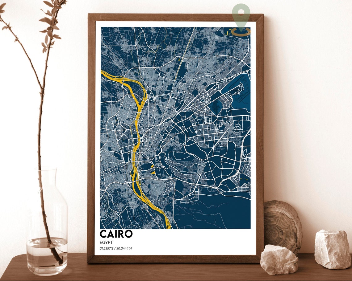Cairo Egypt Vintage Street Map Poster Antique Cartography Art - Image 6