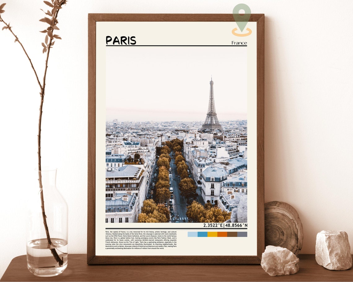 Paris France Eiffel Tower Autumn Avenue Aerial City View Poster