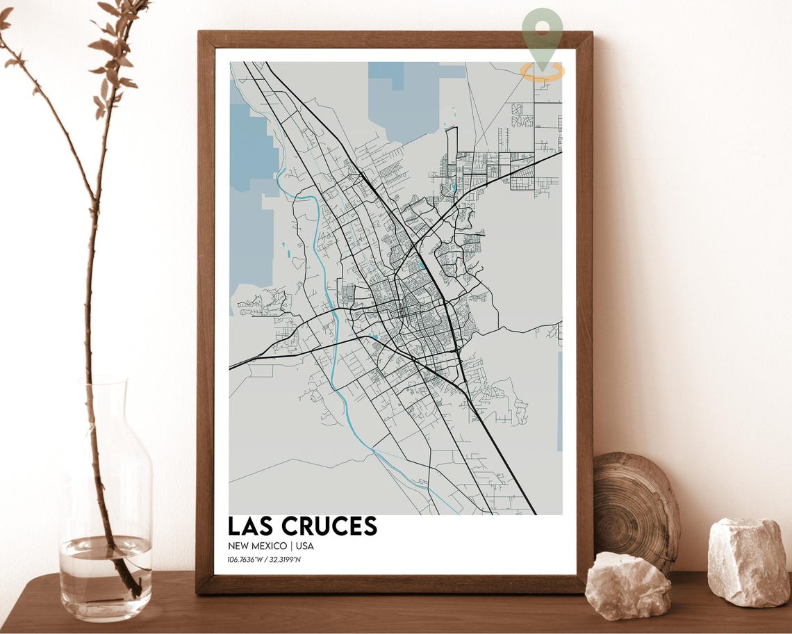 Las Cruces New Mexico Dark Modern Downtown City Map Art Poster - Image 4