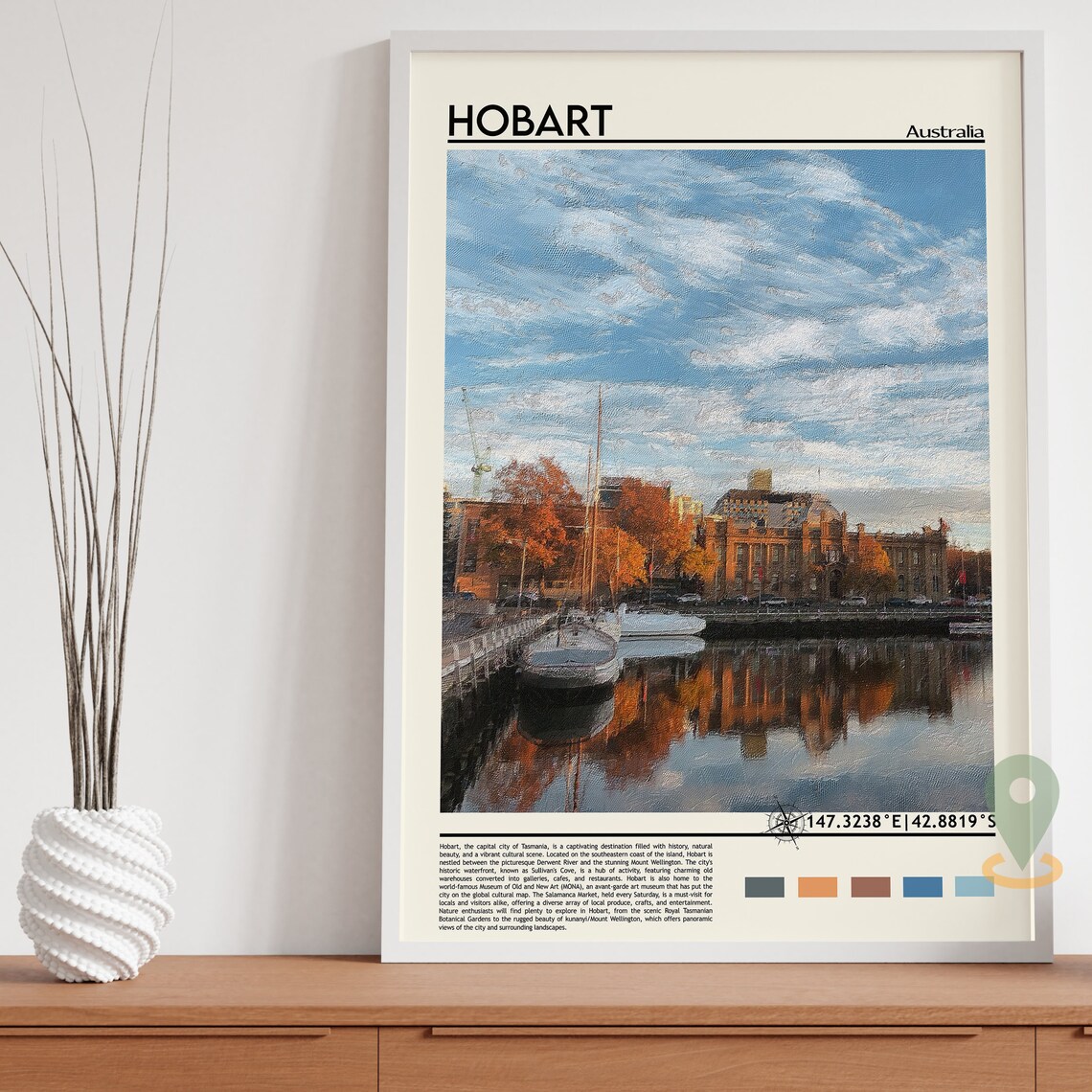 Hobart Australia Historic Waterfront Harbor Sunset Travel Poster - Image 5