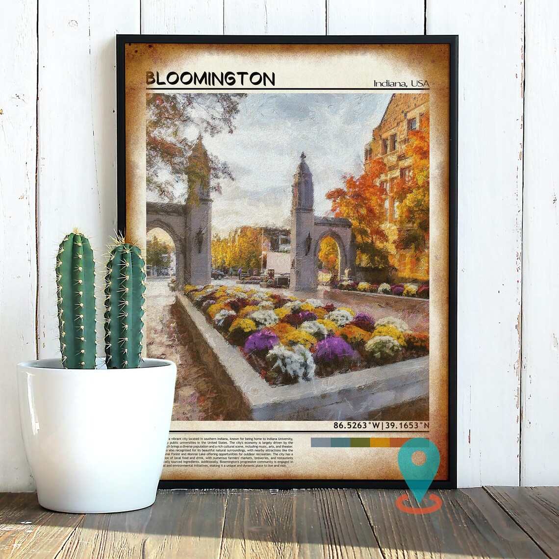 Bloomington Indiana USA University Arches Flower Beds Poster - Image 2