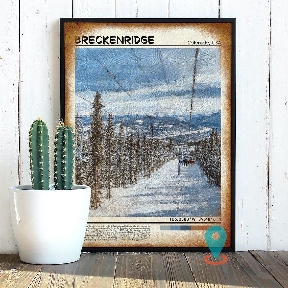 Breckenridge Colorado Ski Lift Snowy Slope View Winter Poster - Image 2