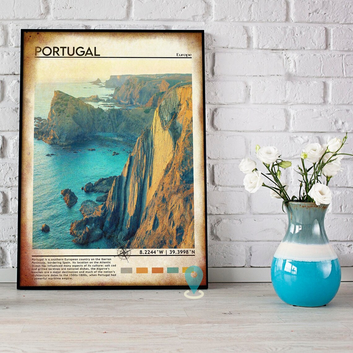 Portugal Golden Sea Cliffs Atlantic Coast Sunset Travel Poster - Image 5