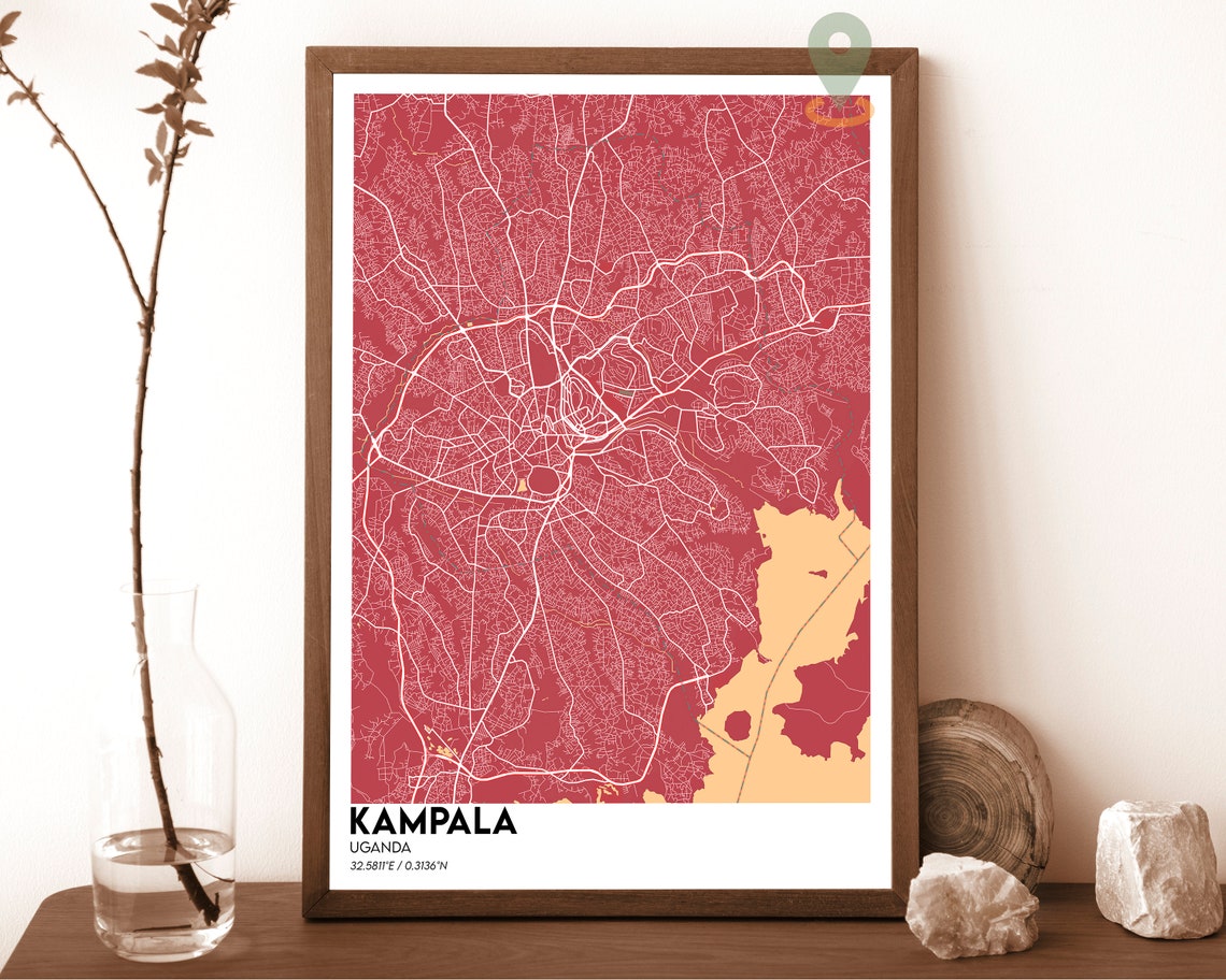 Kampala Uganda City Street Map Minimalist Navy Gold Urban Art Poster - Image 4