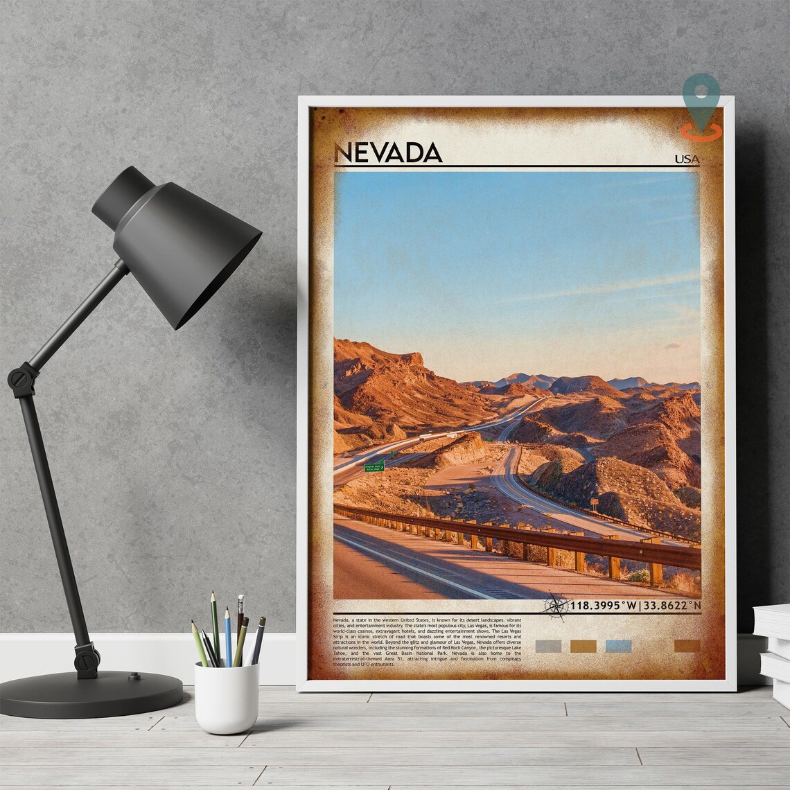 Nevada Desert Highway Red Rock Canyon Travel Poster Road Trip - Image 4