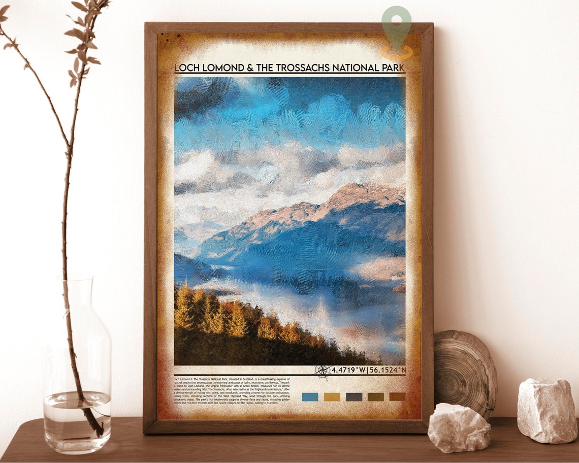 Loch Lomond Travel Print Scotland Travel Art Loch Lomond Poster Loch Lomond Wall Art Retro Travel Print Memory Wall Travel - Image 6