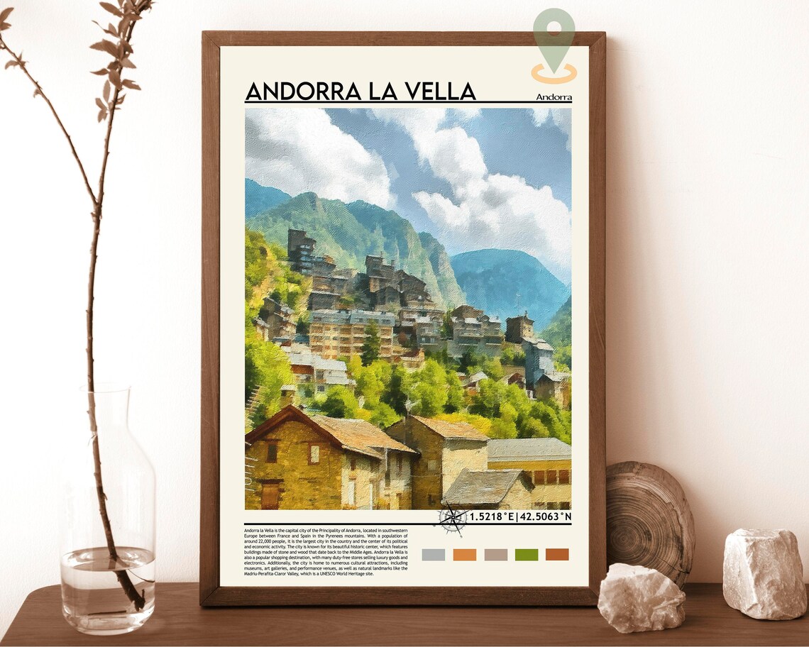 Andorra Print Andorra Poster Andorra Wall Art Andorra Travel Andorra Art Print Andorra Artwork Andorra Photo Iberian Peninsula Print