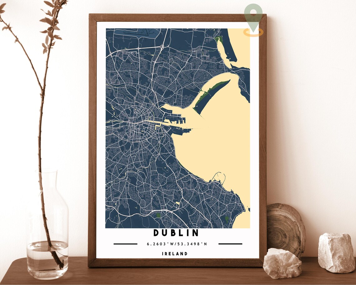 Dublin Ireland Grey Gold City Street Map Coordinates Travel Decor Poster - Image 6