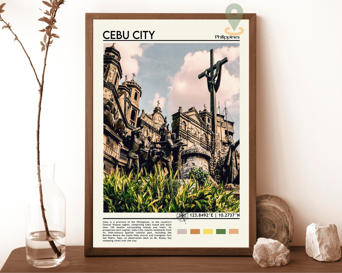 Cebu City Philippines Heritage Church Monument Travel Poster