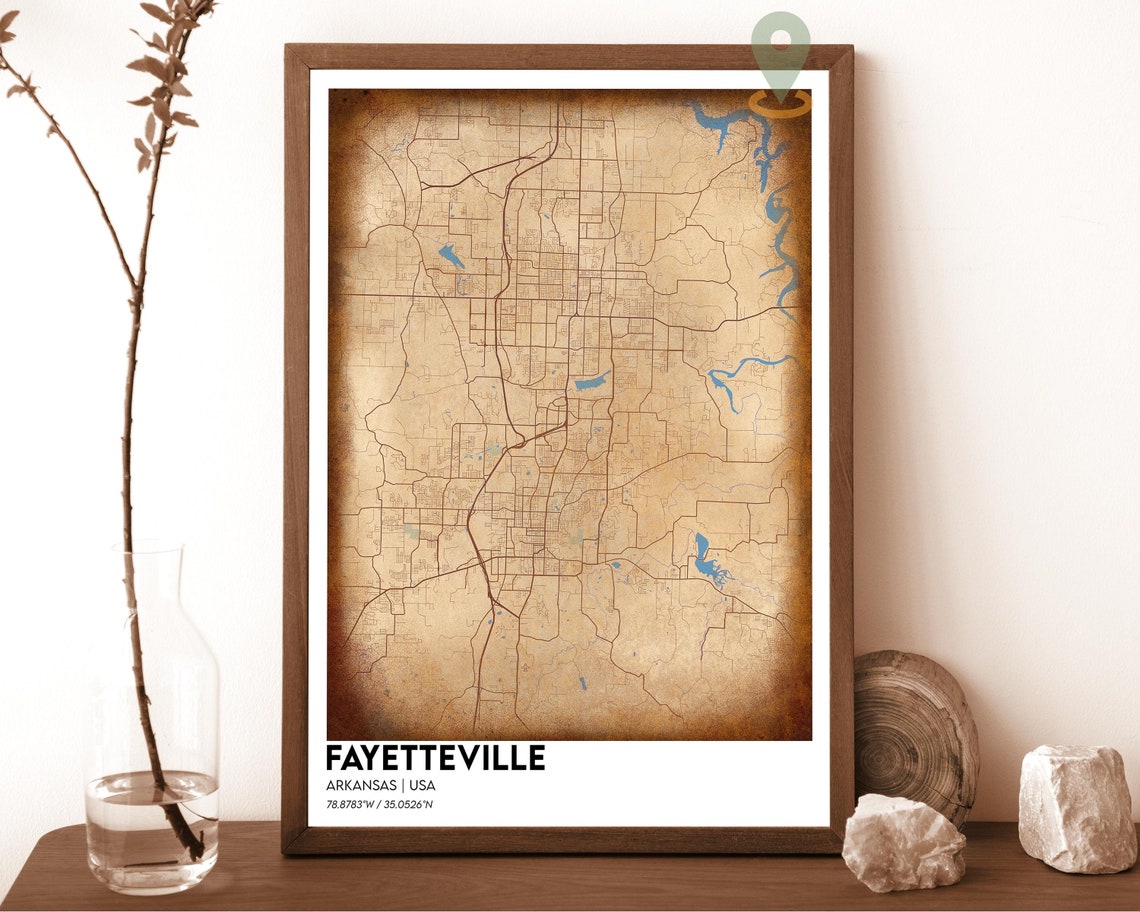 Fayetteville Map Fayetteville Map Print Fayetteville Personalized Map Fayetteville Wall Art Fayetteville City Map Fayetteville Arkansas - Image 2